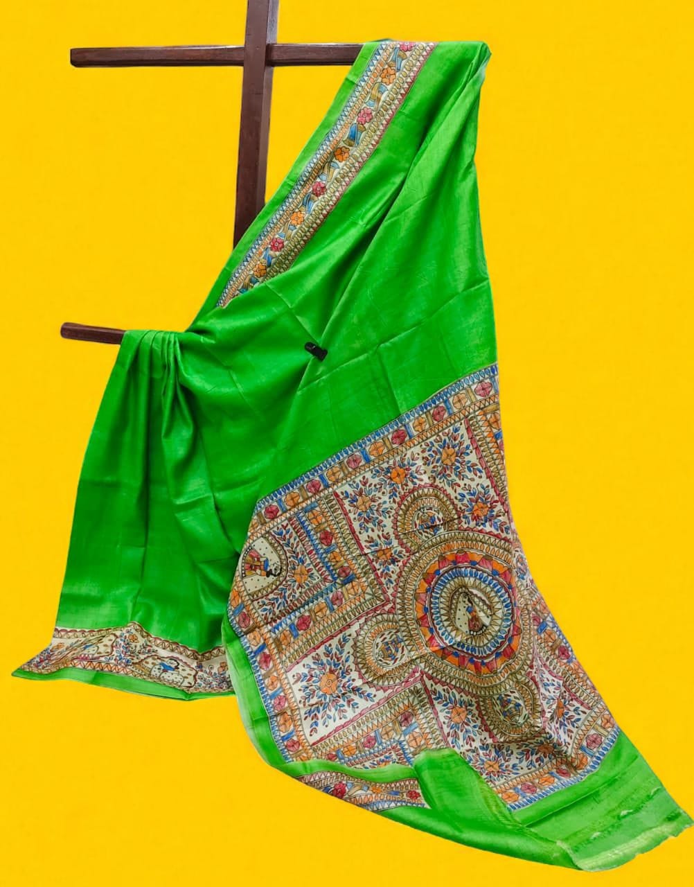 Hand Painted Madhubani on Gachi Tussar Saree