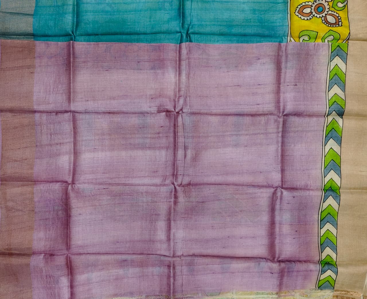 Hand Painted Kalamkari saree on Gachi Tussar