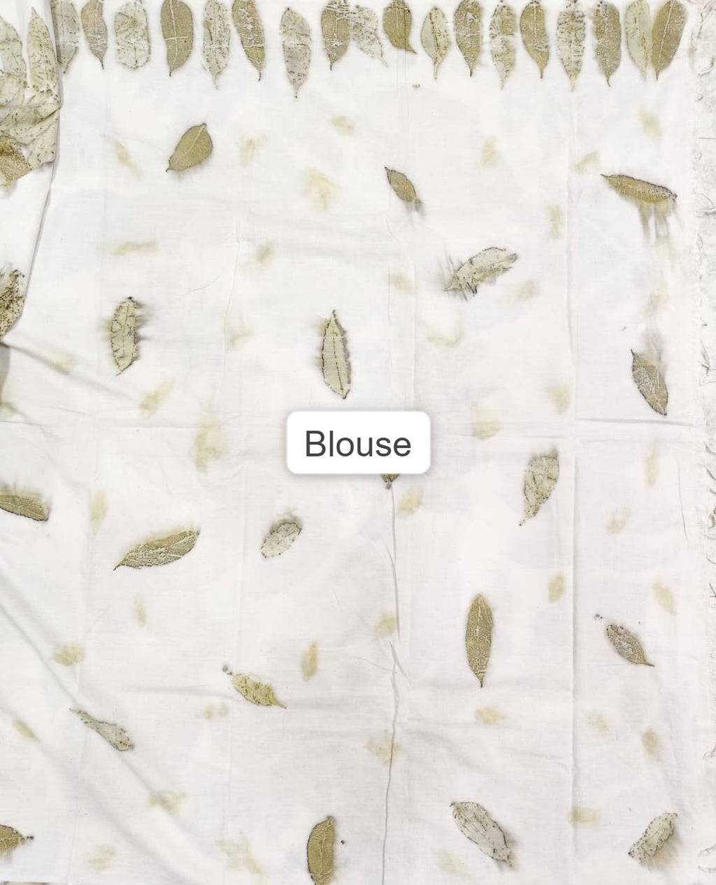 Organic Cotton Handloom Saree Eco print saree - white