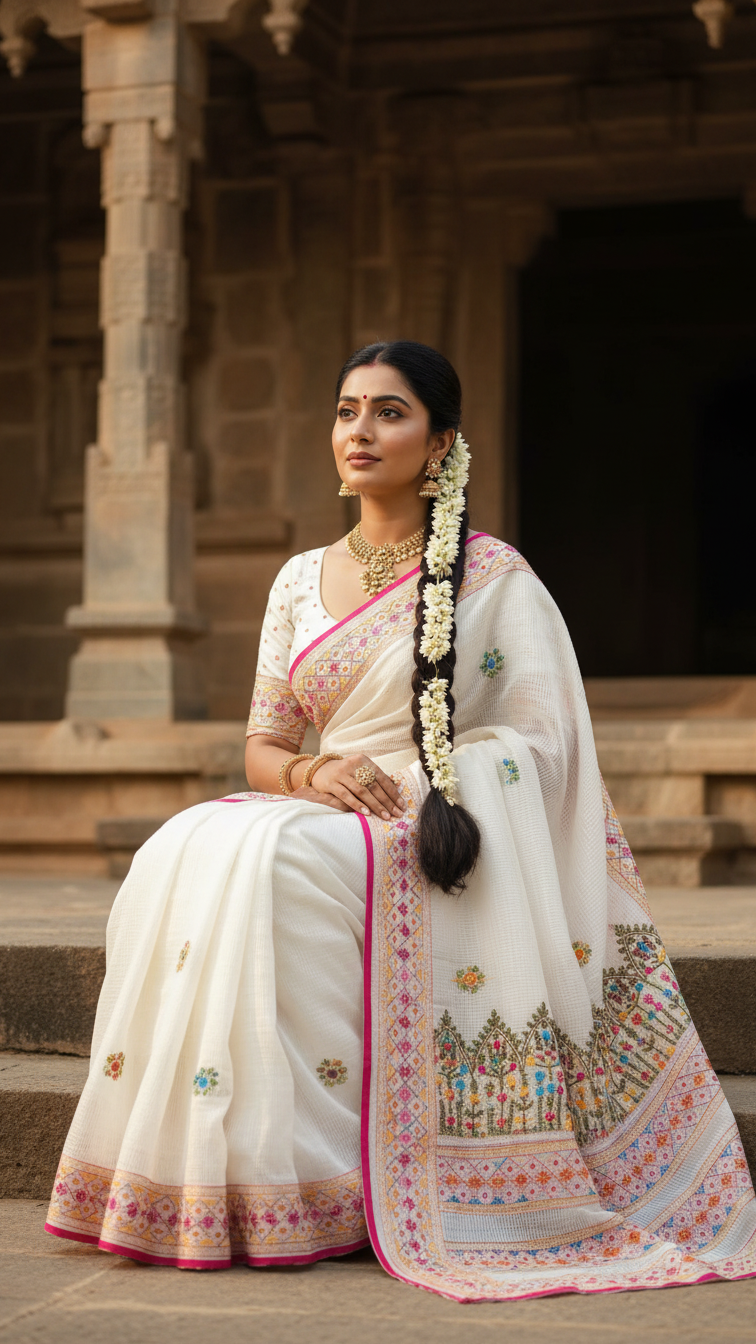 Resham Kota Lambani Hand-Stitched Saree (Without Blouse)