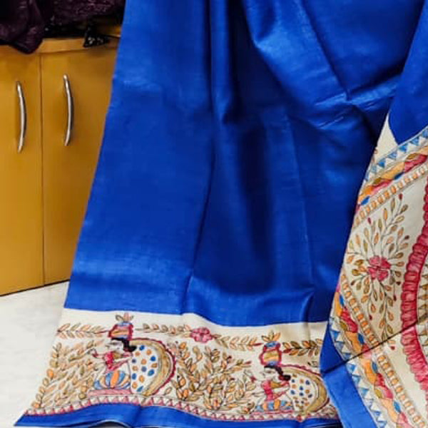 Hand Painted Madhubani on Gachi Tussar Saree