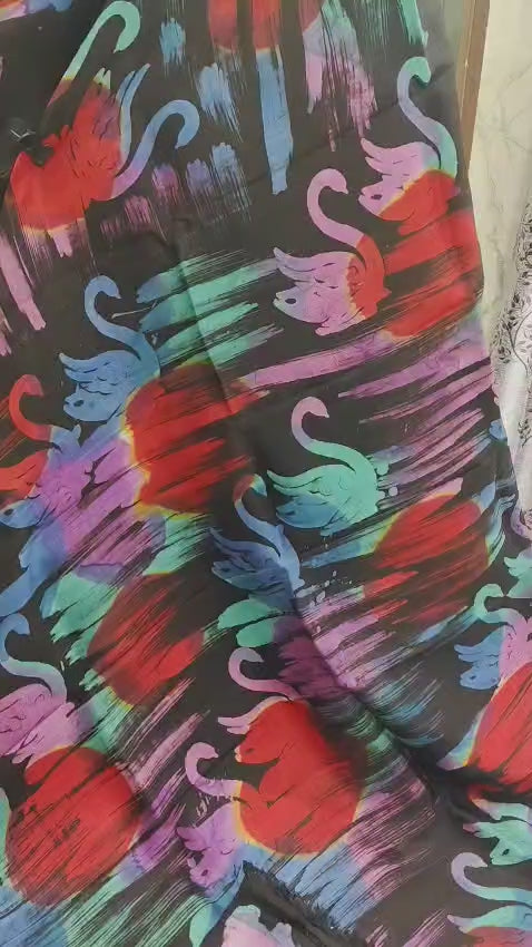 Silk Batik Saree with Multicolor Abstract Motifs