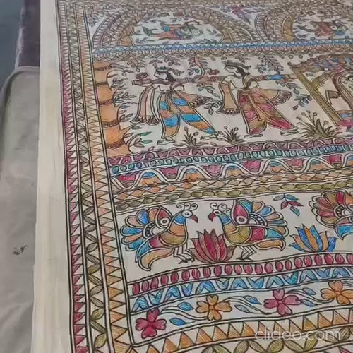 Hand Painted Madhubani on Gachi Tussar Saree